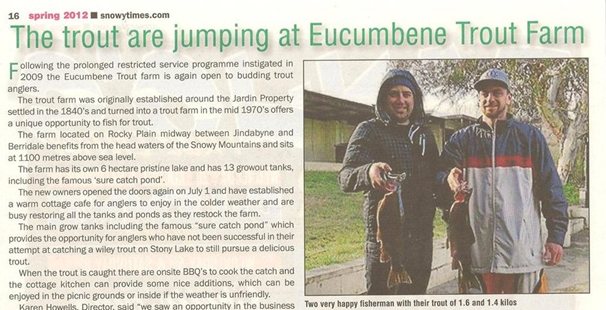 Eucumbene Trout Farm in the news